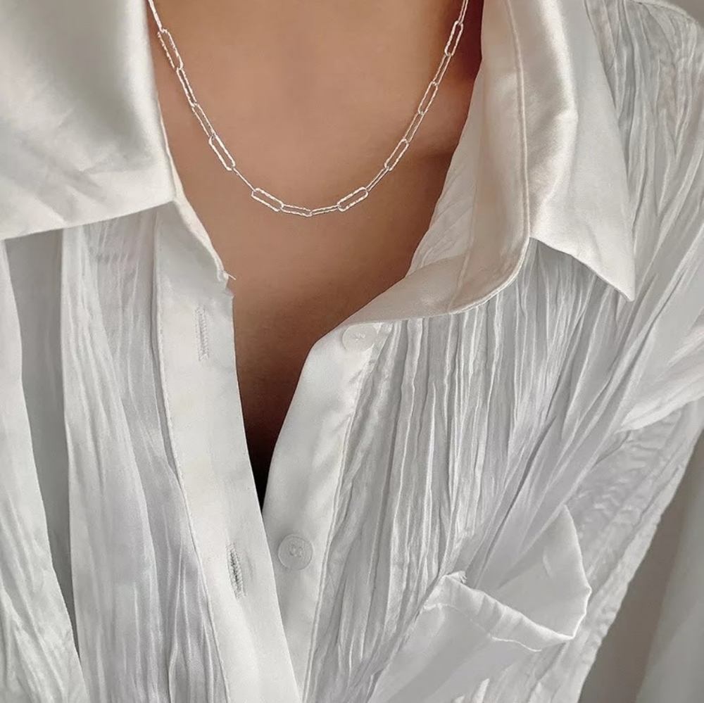 Sterling silver Plated paper clip chain